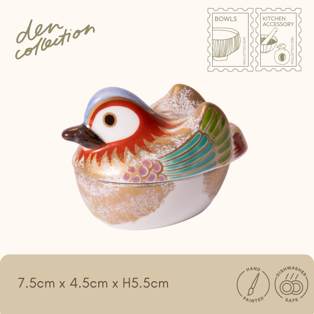 有田焼 錦おしどり 珍味入 オス / Arita Ware Nishiki Oshidori Drake (Male) – 夫婦円満を象徴するおしどりモチーフの縁起の良い器