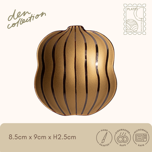 有田焼 錦雲母金彩あめ釉 瓢型小皿/Gold Amber Glaze Gourd-shaped Small Plate