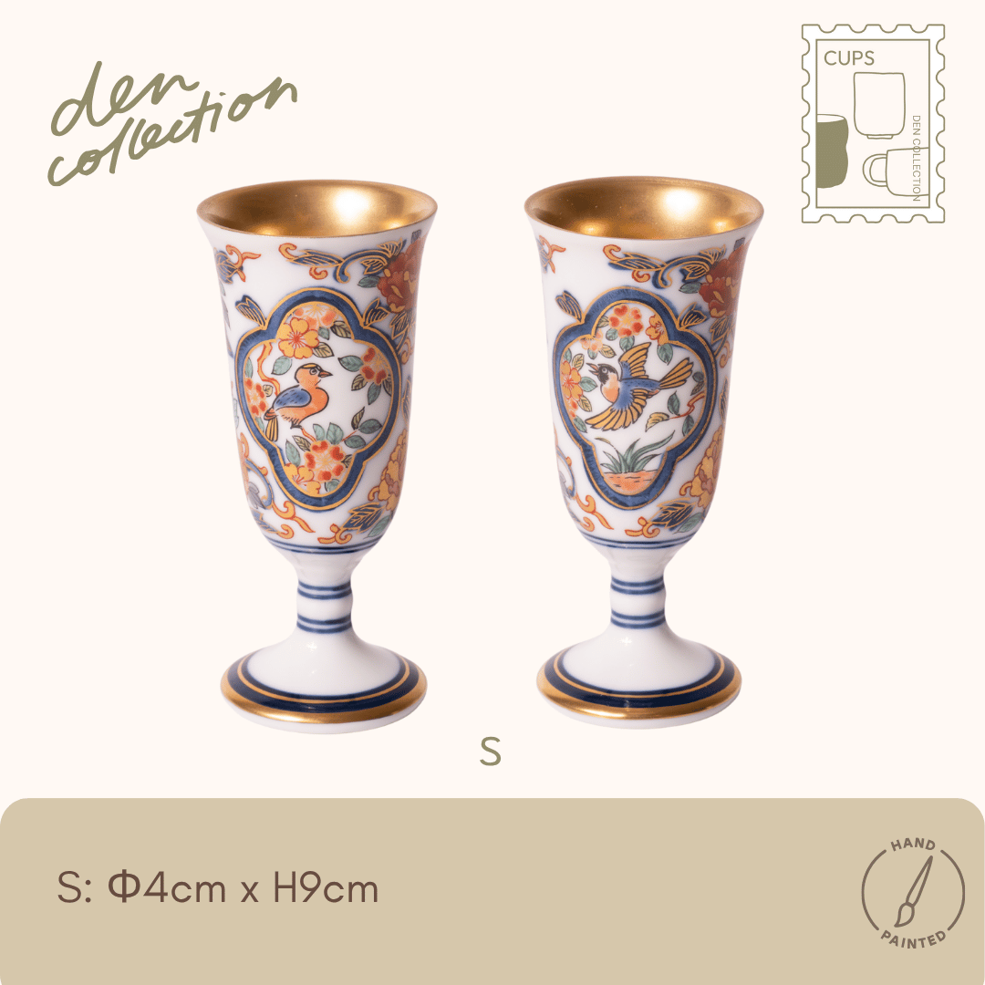 有田焼 ワインカップ 染錦二方木甲花鳥文 / Arita Wine Cup with Flower & Bird
