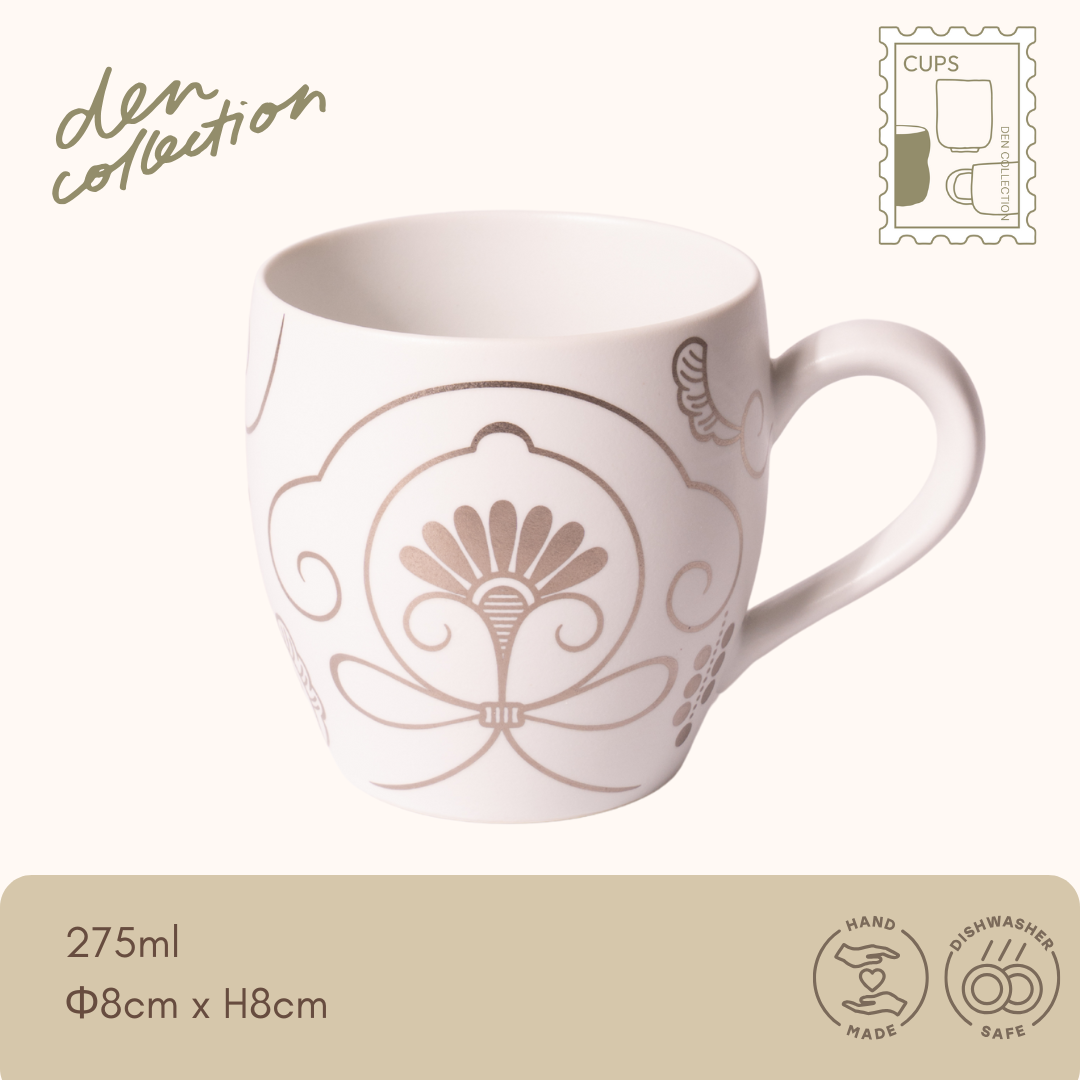 有田焼 ゆいからくさ マグカップ 白金 / Arita Ware Yui Karakusa Mug Cup Platinum – 唐草文様をアレンジした白金色デザインの上品な和モダンマグ
