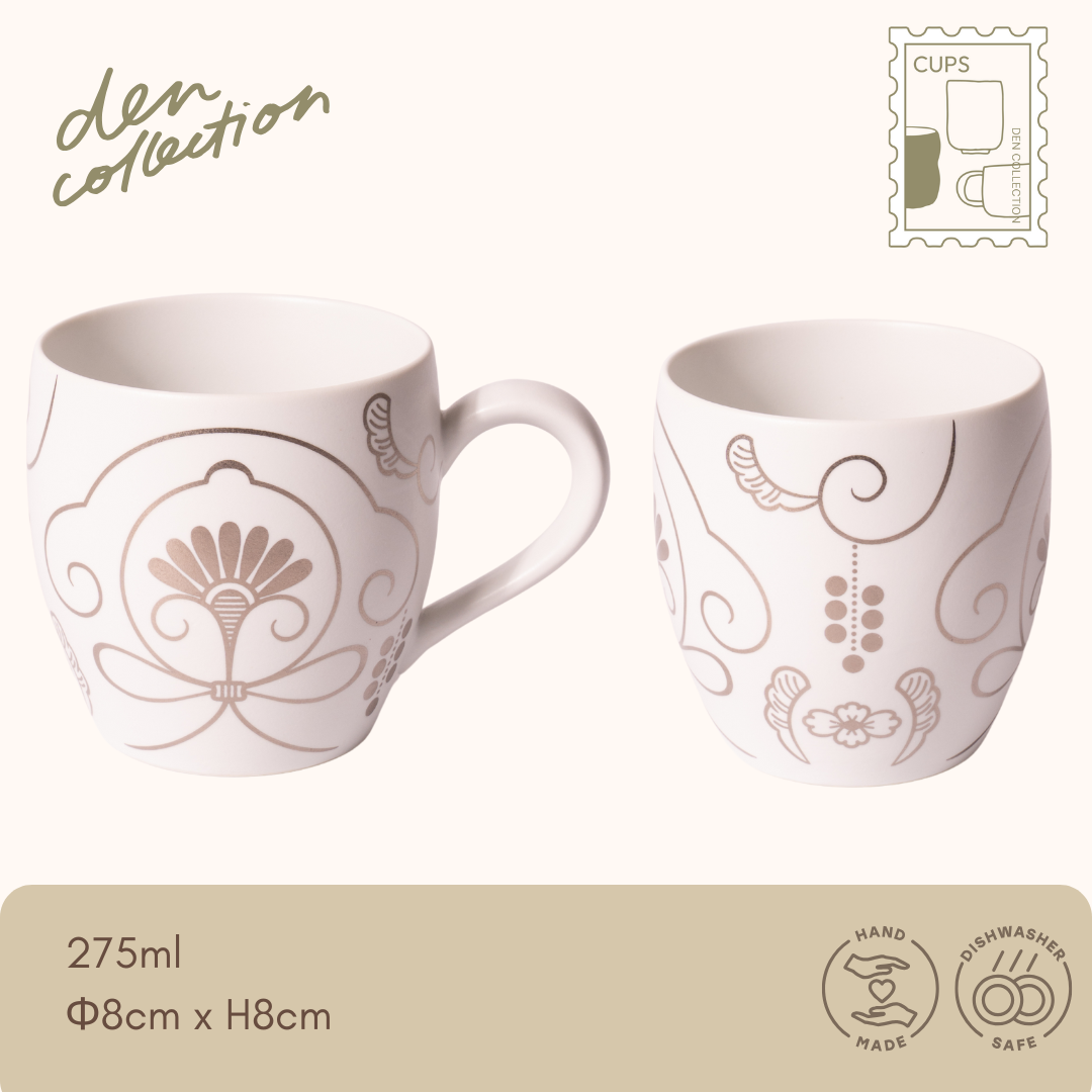 有田焼 ゆいからくさ マグカップ 白金 / Arita Ware Yui Karakusa Mug Cup Platinum – 唐草文様をアレンジした白金色デザインの上品な和モダンマグ
