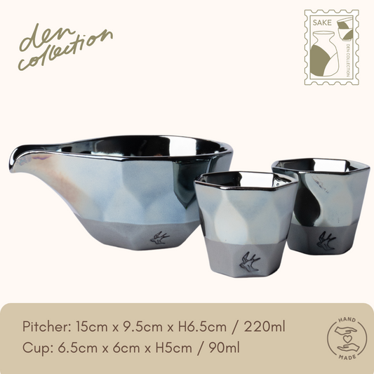 つばめ工房 酒器セット プラチナブルー / Tsubame Sake Set Platinum Blue