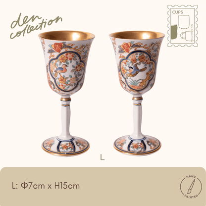 有田焼 ワインカップ 染錦二方木甲花鳥文 / Arita Wine Cup with Flower & Bird