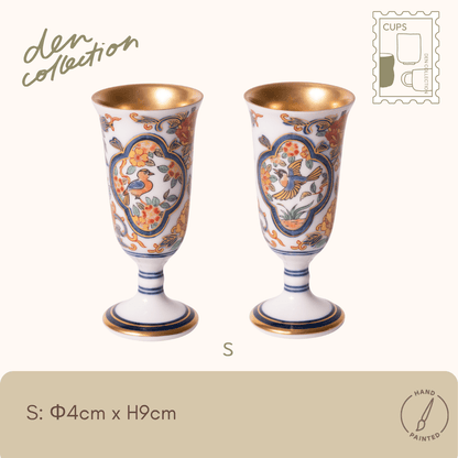 有田焼 ワインカップ 染錦二方木甲花鳥文 / Arita Wine Cup with Flower & Bird