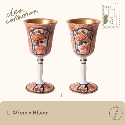 有田焼 ワインカップ 染錦牡丹唐獅子文 / Arita Wine Cup with Gold Lion & Peony