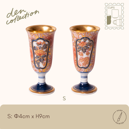 有田焼 ワインカップ 染錦牡丹唐獅子文 / Arita Wine Cup with Gold Lion & Peony