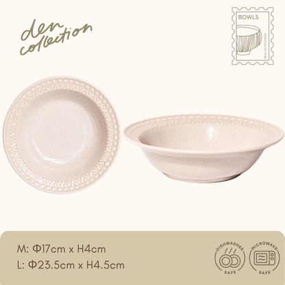 レースリズム ボウル アイボリー / Lace Rhythm Bowl Ivory – 柔らかなアイボリー色と繊細なレース模様が上品なボウル。