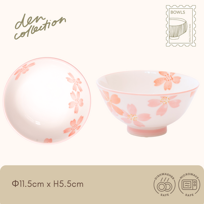 Sakura Bloom Rice Bowl – Pink Mino ware porcelain bowl featuring delicate cherry blossom motifs. Ideal for spring-themed dining. サクラサク茶碗（ピンク）– 美濃焼の磁器製ご飯茶碗。繊細な桜の模様が春の食卓を彩ります。